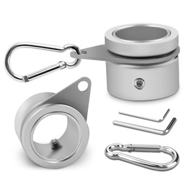 Flag Pole Rings, Aluminum Alloy Flagpole Rings 360° Rotating Anti Wrap Mounting Ring, Spinning Clips with Carabiner for 0.75-1.02 Inch Diameter- Pack of 2 (Matte Silver)