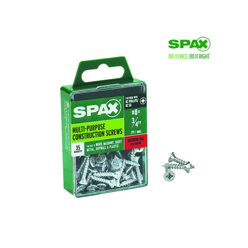 SPAX No. 8 x 3/4 in. L Phillips/Square Flat Head