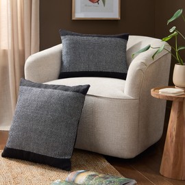 TOWN & COUNTRY TERRA Alara Indoor/Outdoor Decorative Pillow, 20"x20", Black/Ivory