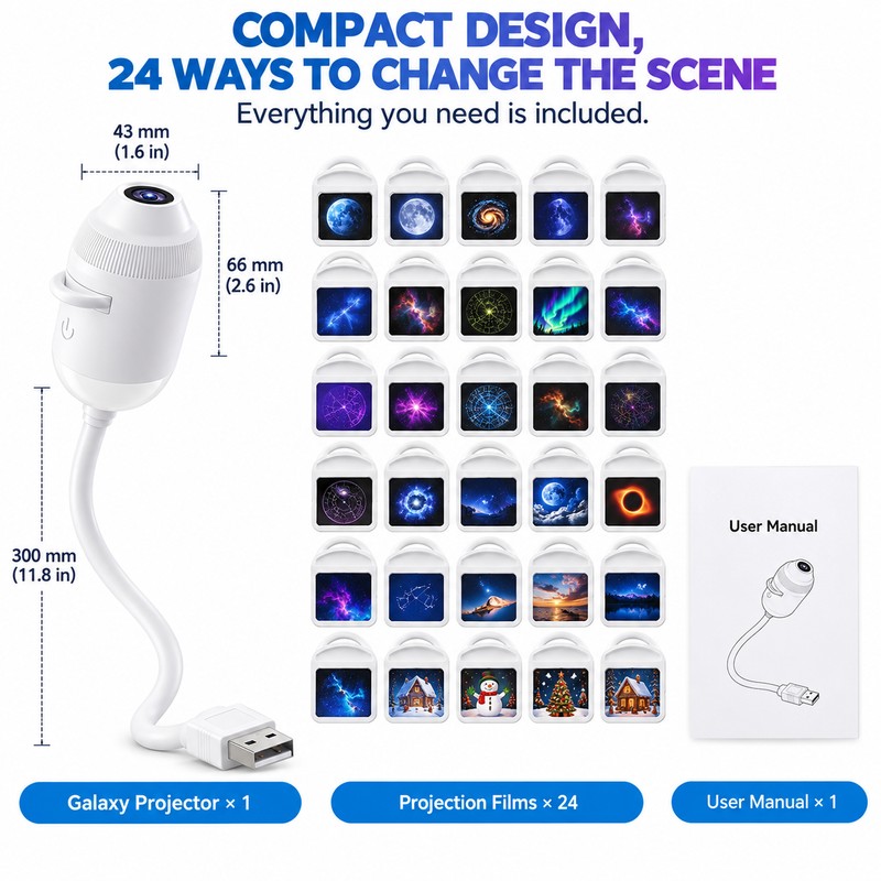 2-in-1 Galaxy Projector Night Light for Room Decor – 24