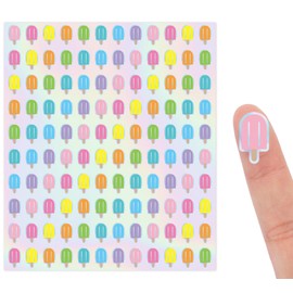 JarThenaAMCS 2400Pcs Mini Ice Pop Sticker Laser Summer Popsicle Paper Decal Pastel Holographic Adhesive Sticker for Planner Reward Envelope Scrapbook DIY Supplies, 0.5 in