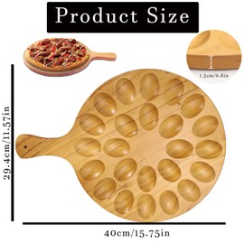 Wooden Egg Plate for Deviled Eggs 16 Hole Round Egg Holder Serving Platter for Easter Christmas Parties Easy Clean Deviled Egg Tray Cutting Board Cheese Board Kitchen Countertop (24 Hole)