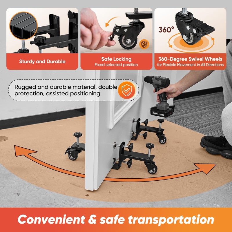 SakerPlus Door Lock Installation Kit,2025 Upgraded Heavy-Duty Door Dolly,2PCS Door