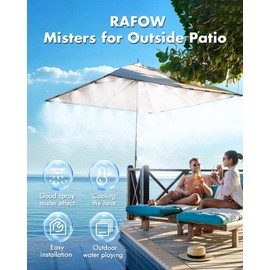 Misters for Outside Patio with Water Filter - 80Ft(24.5M) Misting System Line 30 Brass Mist Nozzles Brass Adapter(3/4") Patio Misters for Cooling Outdoor Greenhouse Backyard Porch Garden Party Pool