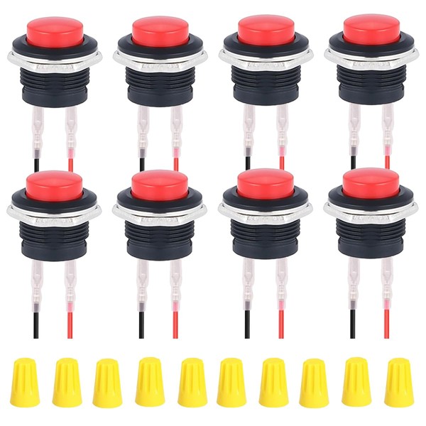 MKBKLLJY 8Pcs 16mm Red Momentary Push Button Switch SPST ON