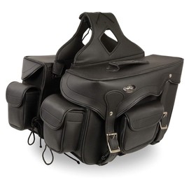 Milwaukee Leather SH666ZB Large Black 2-Strap PVC Throw Over Reflective Motorcycle Saddlebags - Large
