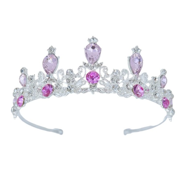 JORCEDI Tiara de princesa con diamantes de imitación, diadema para novia, boda, graduación, boda, fiesta de graduación, disfraz de Halloween (rosa)