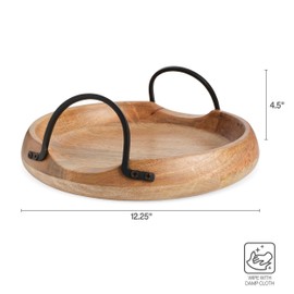 Gourmet Basics by Mikasa Knox Mango Wood Serving Bowl Coffee Table Centerpiece, 12.25 Inch, Natural