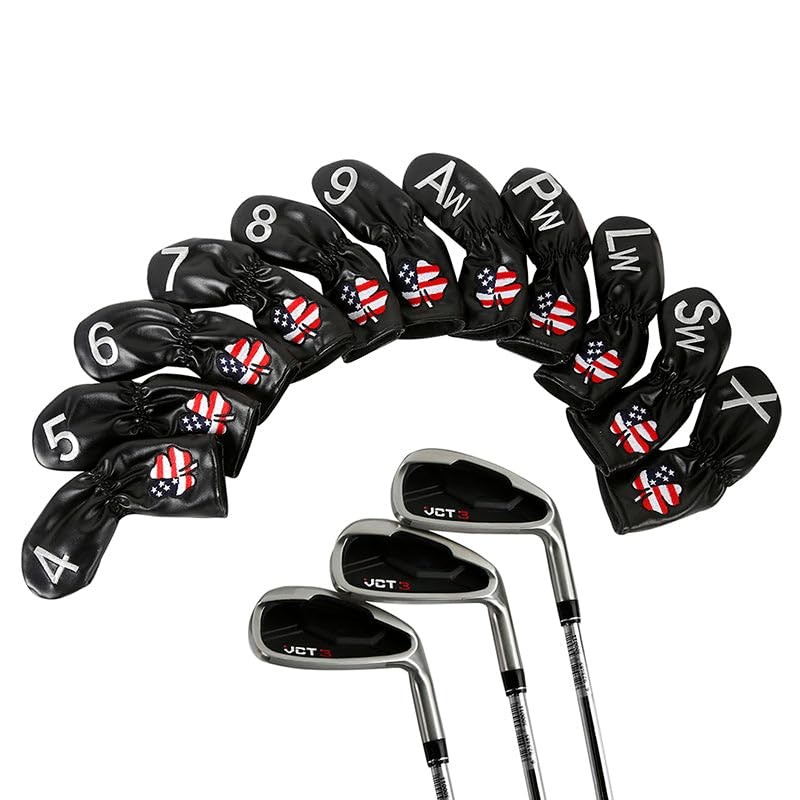 Leather Golf Club Iron Head Covers 11 Piece Set USA