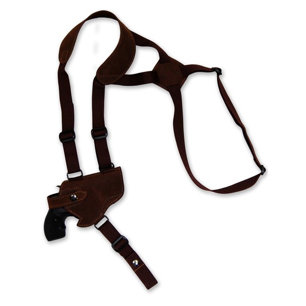 Barsony Brown Leather Cross Harness Shoulder Holster for Ruger SP101