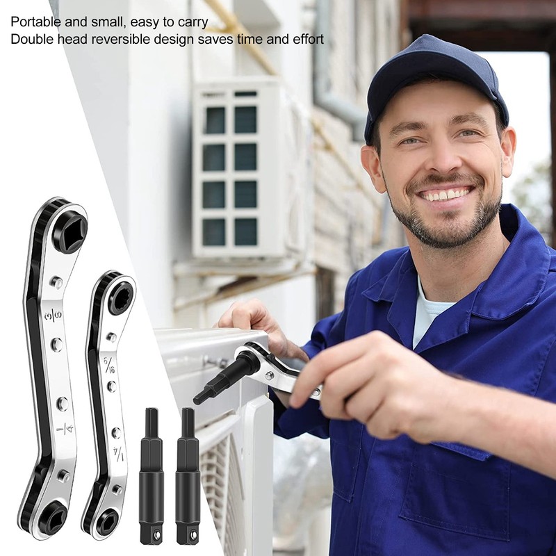 HVAC Service Wrench 3/8 to 1/4in 5/16 to 1/4in Stainless