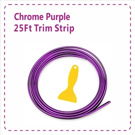 Mr.Brighton LED Chrome Purple Car Interior Decorative Molding Door Panel Gap Trim DIY Flexible Strip with Free Installation Tools (25Ft)