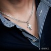 Sterll Men's Solid 925 Silver Necklace with Silver Cross Pendant