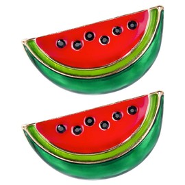 LIFKOME 2 Pieces Watermelon Brooches Watermelon Lapel Pin Summer Fruit Collar Pin Scarves Scarf Pin Jewelry For Summer Watermelon Fruit Party Gifts, Faux Leather, No gemstone