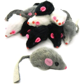Opemg 5 Pcs Gray Fur Rattle Mouse Cat Toy Mice Animal Toy Pet Supplies Furry Play Combo - Cat Toy Mix