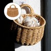 OSALADI Wall-Mounted Kitchen Basket Small Brown Imitation Woven Plastic Container