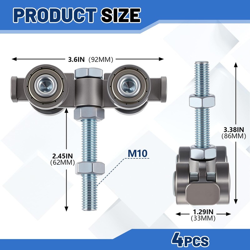 Tallew 4 Pcs 4 Wheel Silent Trolley Assembly Rollers for