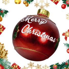 Christmas Inflatable Ball, 50cm Giant Christmas Decorated Ball Inflatable PVC Christmas Baubles Outdoor Large Xmas Hanging Balls Ornaments for New Year Xmas Yard Lawn Garden Decoration (Red B)