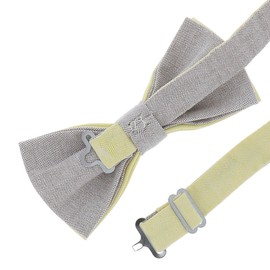 cravateSlim Bow Tie Pastel - Cotton Wedding Bow Tie - Men's Two-Tone Bow Tie, Yellow and taupe