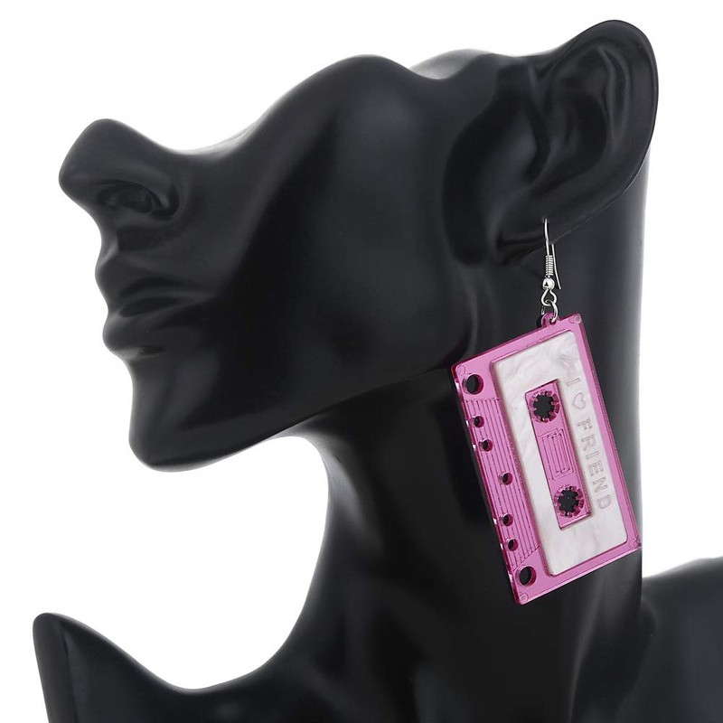 Punk 70S 80s Cassette Tape Earrings Cute Retro Tape Dangle