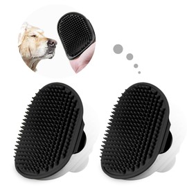 TORMEN 2 pcs Dog Bath Massage Brush, Dog Grooming Brush,Rubber Grooming Brush with Adjustable Handle for Dogs and Cats, Soft, Gentle & Skin-Safe for Long & Short Hair (Black)