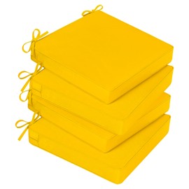 Basic Beyond Outdoor Chair Cushions for Patio Furniture, Waterproof Outdoor Seat Cushions Set of 4 18 x 18, Patio Chair Cushions Set of 4 with Ties and Handle, Yellow