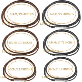 QOWUXHZ 6 Stück Lederkette Herren Lederband Verkürzbar Schwarz Und Braun Unisex Halskette Für Anhänger Breite 1.5 Mm Länge 40/45/50Cm