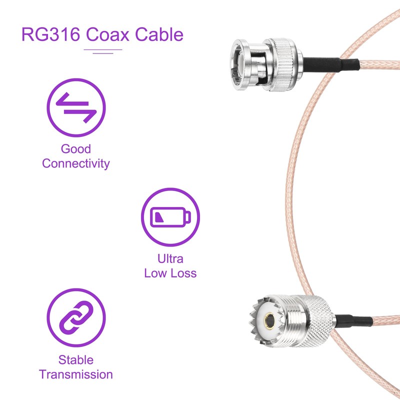 DMiotech 2 Pcs RG316 Coaxial Cable 6" BNC Male to