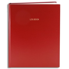 BookFactory Log Book/Multipurpose Log Book - 96 Pages 8'' x 10'' Red Cover Section Sewn Hardbound (LOG-096-SRS-A-LRT2)
