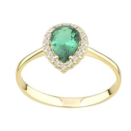 Old English Jewellers 9ct Yellow Gold Emerald Teardrop Cluster Ring size J K L M N O P Q R S (J)