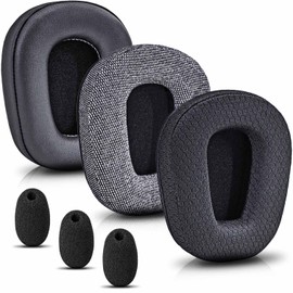 B450-XT B550-XT Kit Replacement Ear Pads Cushion Compatible with B450-XT B550-XT Headset I B450-XT B550-XT Accessories (PU+Mesh+Grey Fabric Ear Cushions)