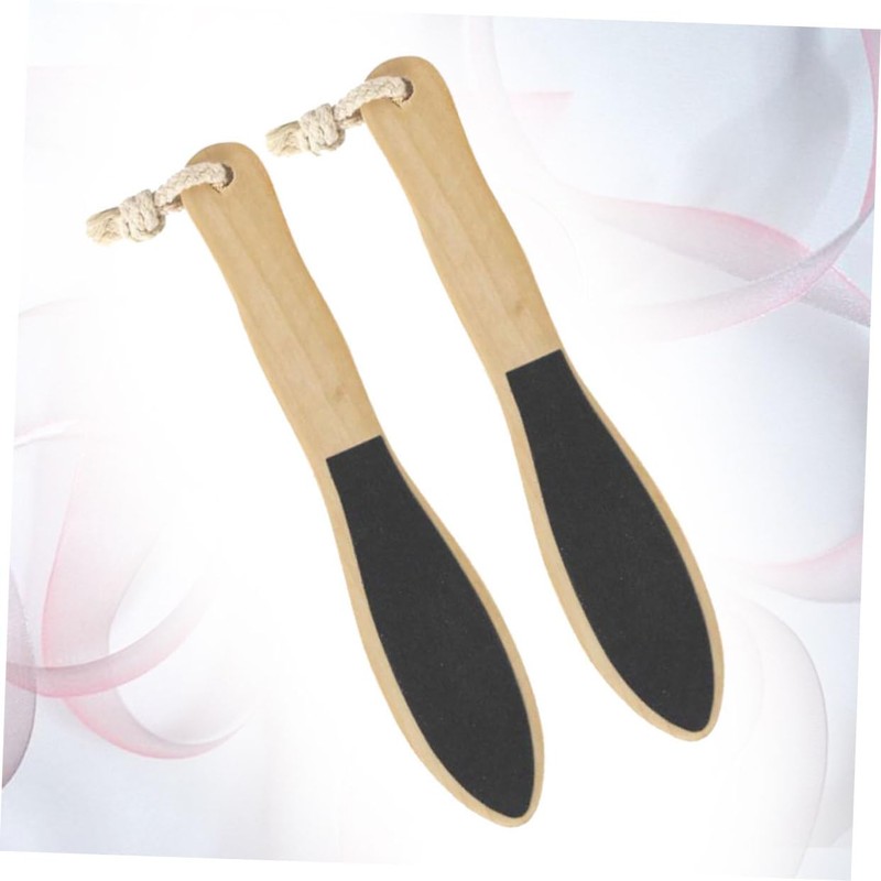 Healeved 2pcs Double-sided Wooden Foot Rubbing Tool Exfoliator for Dead