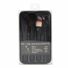 BYS Makeup Brushes in Collectible Keepsake Tin, Black- 5-Piece Set