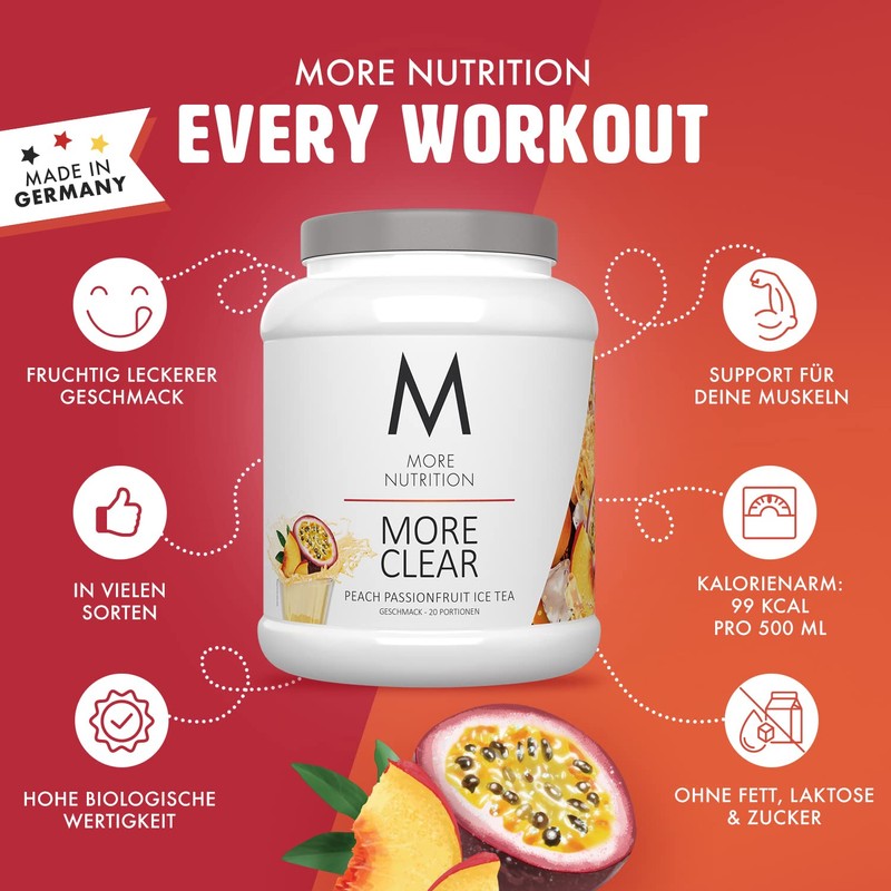 MORE NUTRITION More Clear, Peach Passionfruit Ice Tea, 600 g,