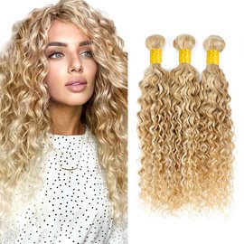 LadrXadr Honey Blonde Bundles P27/613 Human Hair Bundles 22 24 26 inch 613 Water Wave Bundle #27 Blonde Bundle