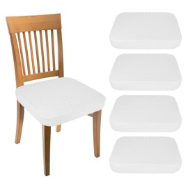 sourcing map 4Pcs Stretch Jacquard Seat Covers, Dining Chair Seat Slipcover Washable Removable Cushion Protector for Dining Room Kitchen Restaurant, White