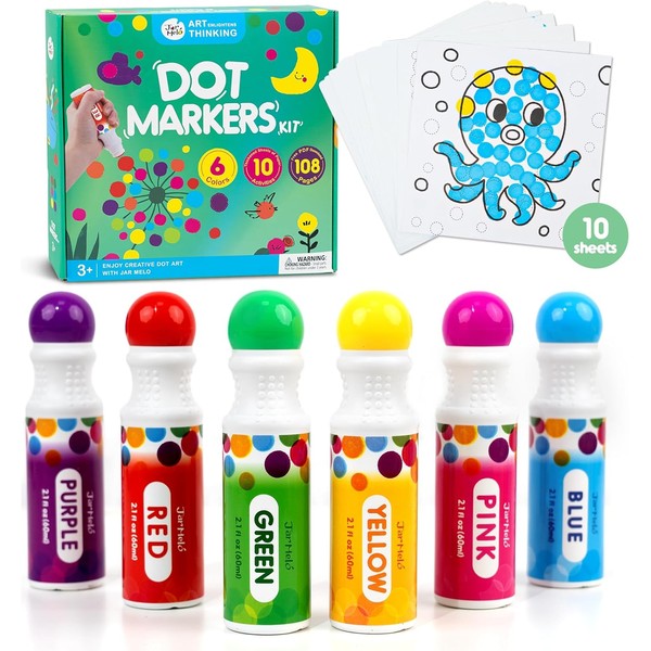 Jar Melo Washable Dot Markers, 6 Colors Dot Paints with