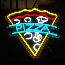 qbanziou 17.7"x21.1" Large Size Pizza Neon Signs for Business，Neon Lights for Pizza Shop Led Business Signs Suitable for Fast Food shops Christmas Birthday Party Gift