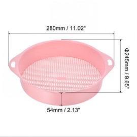 sourcing map Garden Sifting Pan, Round Potting Sieve Plastic Mesh Filter Soil Screen Gardening Tool for Garden Yard, Pink 2 Pack