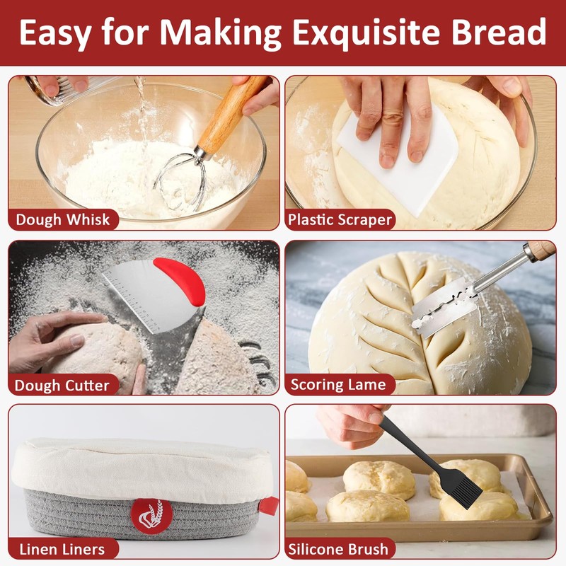 Yomjarl Sourdough Starter Kit,Sourdough Bread Baking Supplies with 2 pack