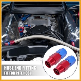 Partuto 2pcs AN6 0 Degree Swivel Car Hose End Fitting for PTFE Line Red Blue Replacement