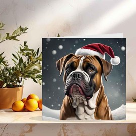 Boxer Dog Christmas Card - Festive Xmas Cards 145 x 145mm