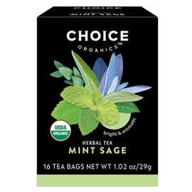 Choice Organics - Organic Mint Sage Tea (1 Pack) - Organic Herbal Tea - 16 Tea Bags