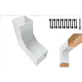 ITeVe.GD Pergola DIY Bracket Kits,2-Way L Shaped Corner Brackets for 4"x4"(Actual:3.5"x3.5") Indoor Wood Beam,White Metal Gazebo Brackets for Outdoor Pergola,Proch,Log Cabin W/Hardware(1Pack)