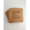 Bamboo Coasters Set and They Lived Happily Ever After
