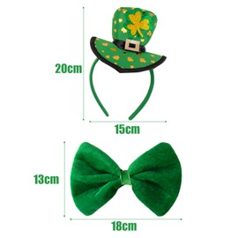 COLOFALLA St Patricks Day Fancy Dress Irish Fancy Dress St Patricks Day Accessories Leprechaun Hat Headband Bow Tie for St Patricks Day Party