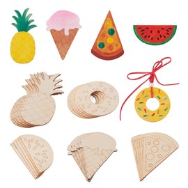 Cheriswelry 25pcs DIY Handcraft Wood Slices Food & Fruits Unfinished Wood Cutout Painting Ornament Wooden Pieces for Graffiti Arts Crafts DIY Decoration