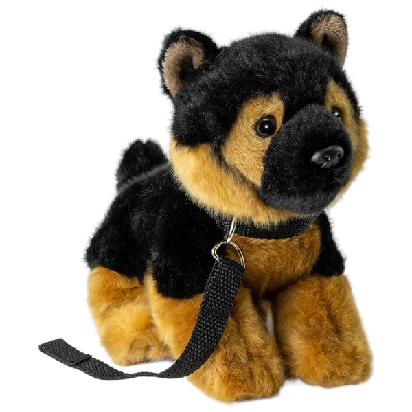 Carl Dick German Shepherd Puppy with Lead, Dog, Plush Toy, Cuddly Toy, Approx. 21 cm, 3486