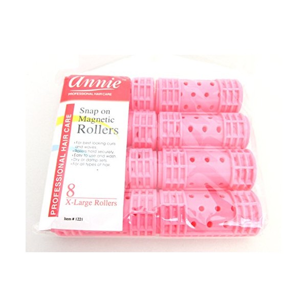 Annie Snap On Magnetic Rollers 1 1/8" Pink 8 pack