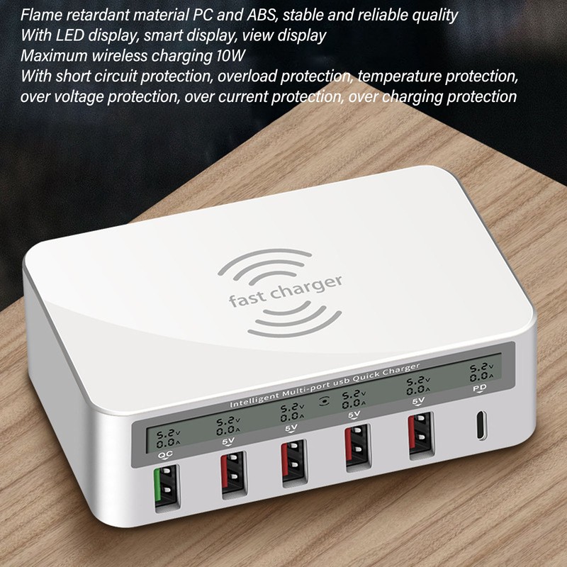 USB Fast Charging Station Wireless Multi Port 6 Ports 50W